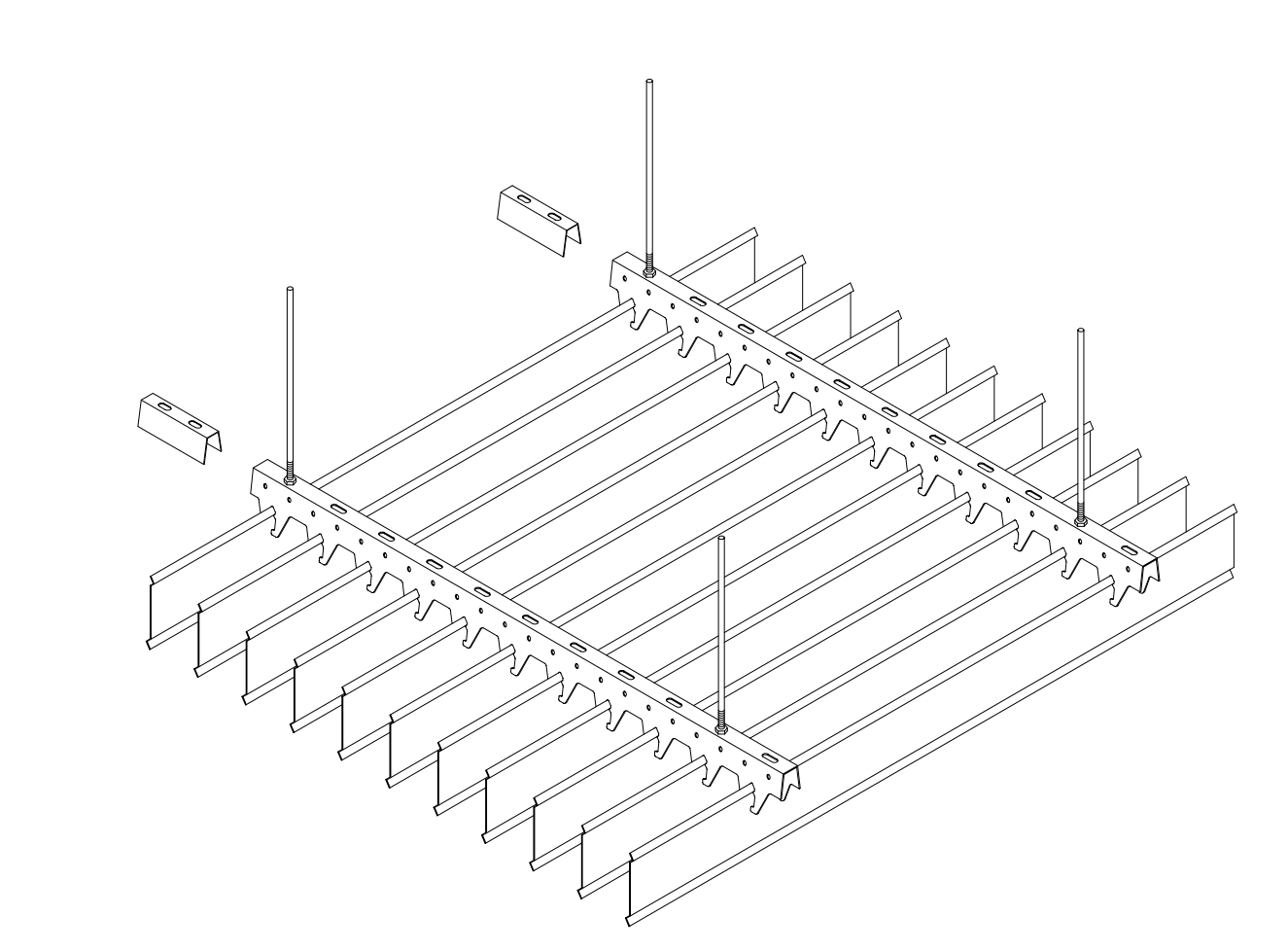 I-Shape Baffle Ceiling Installation Diagram