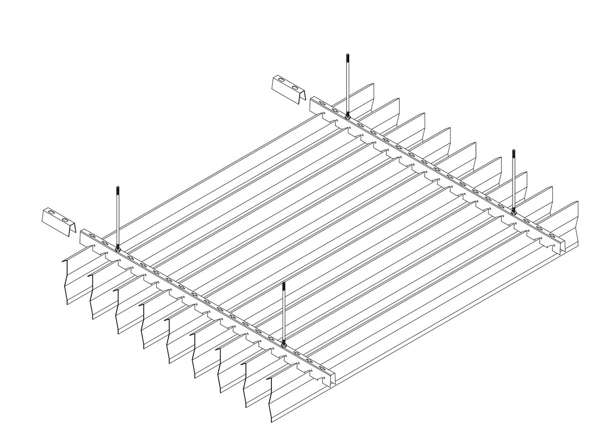 S-Shape Baffle Ceiling Installation Diagram