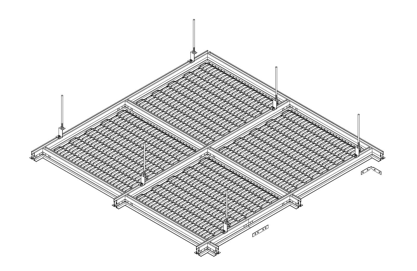 Lay-Flat Mesh Ceiling Installation Diagram