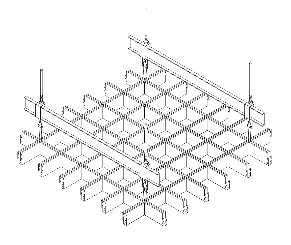 Ballesta Open Cell Ceiling System - 3D Cellular Grid Pattern