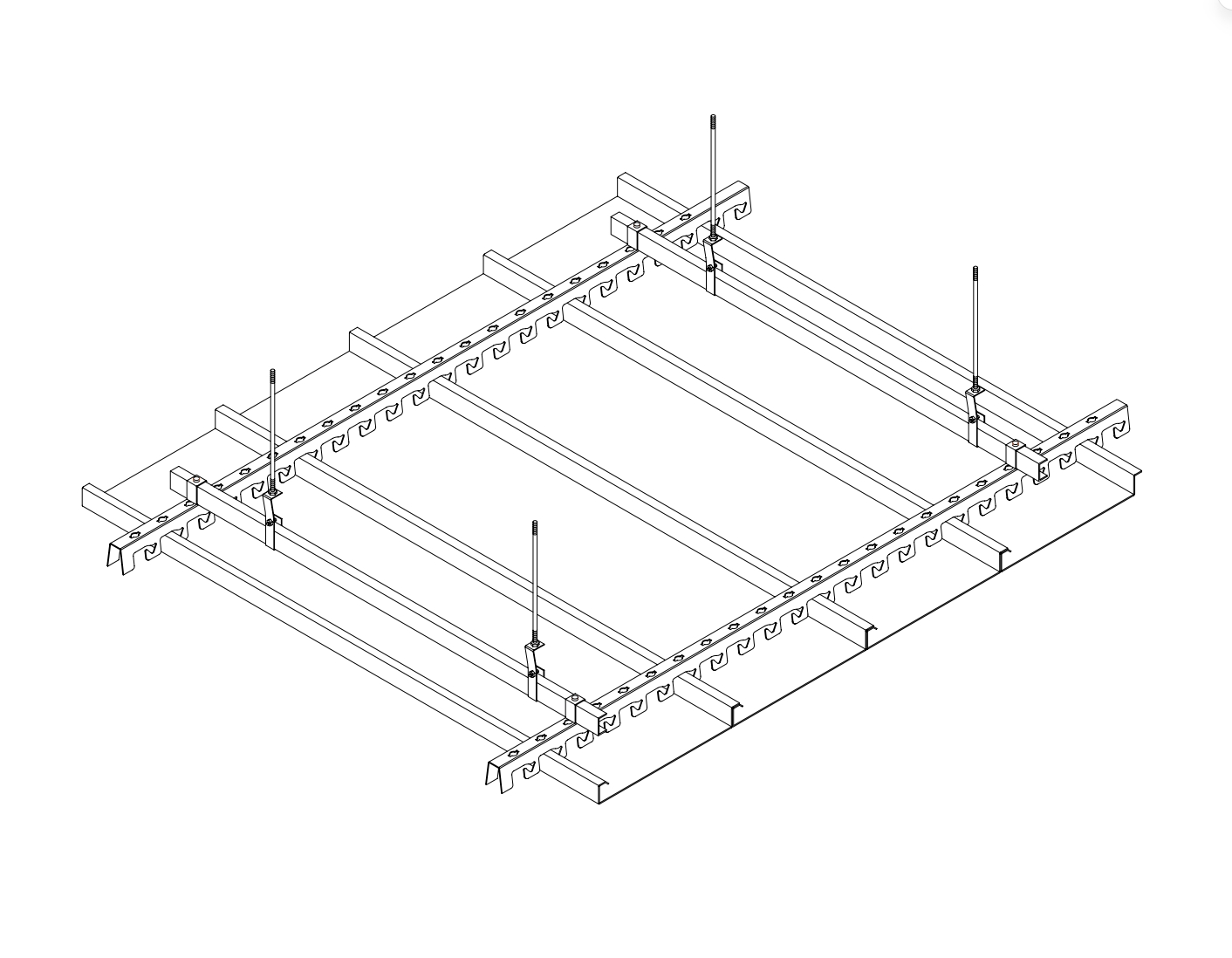 300F Flat Strip Ceiling Installation Diagram