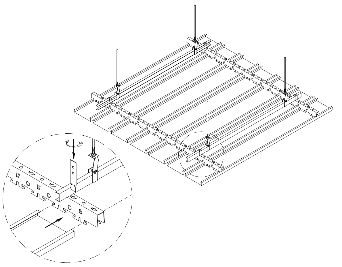 80B Open Joint Strip Ceiling Installation Diagram