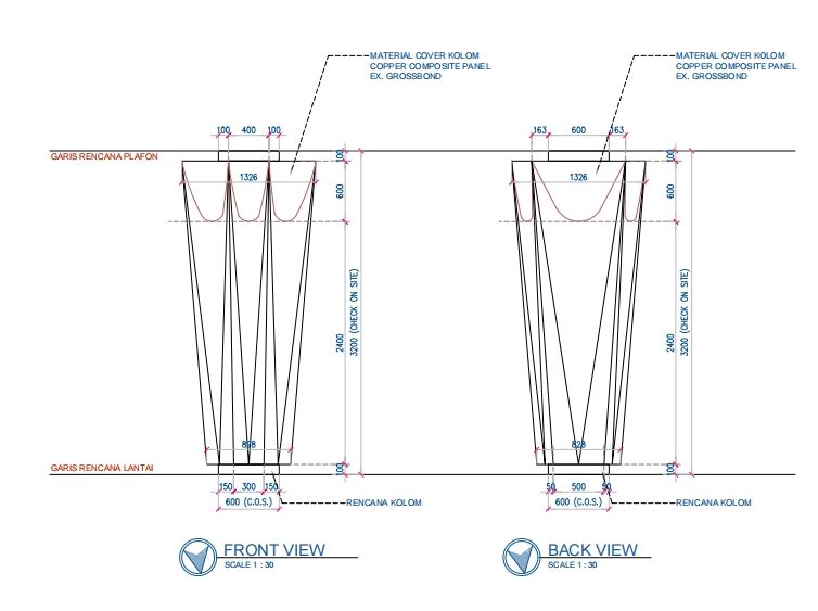 Column cladding - section detail