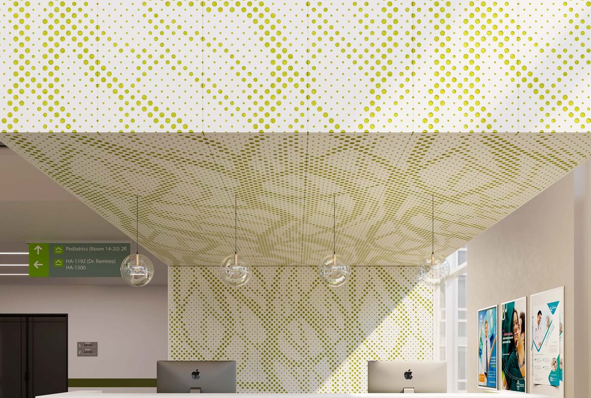 Aluminum perforated wall panel with back stiffening ribs for flatness